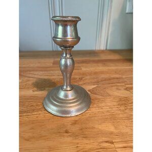 Vintage Silver-Tone Metal Candlestick Holder 5" Tall X 3" Wide Base